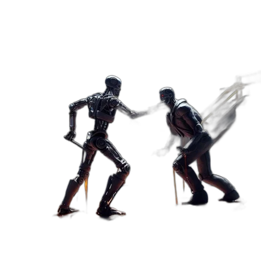 robot, concept art, 3d render, cyberpunk, comic book art, fog, outer space, fire transparent PNG cut-out