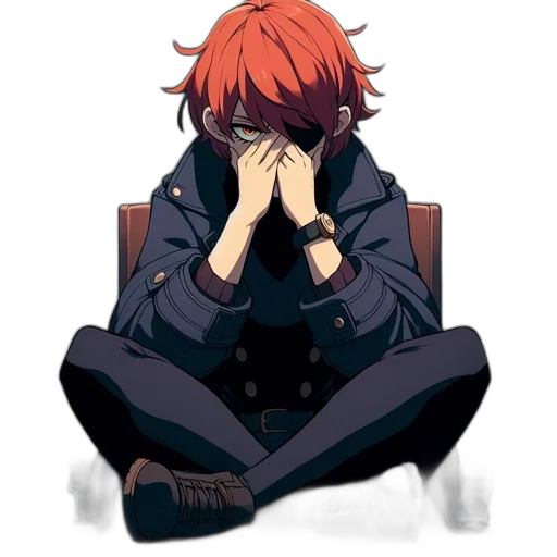 jacket, mask, face, crown, anime, pixel art, concept art, cartoon transparent PNG cut-out