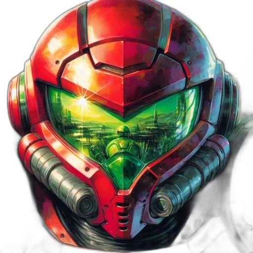robot, mask, face, concept art, comic book art, watercolor, photorealistic, red transparent PNG cut-out