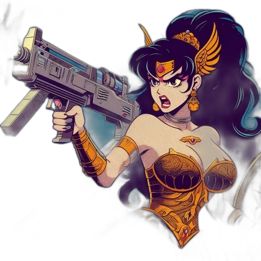 weapon, comic book art, fantasy art, concept art, anime, animated, figure, blending transparent PNG cut-out