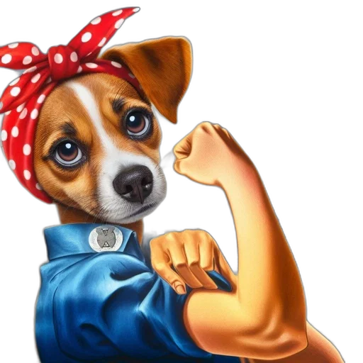 staff, weapon, animal, photorealistic, cartoon, oil painting, dog, human-like transparent PNG cut-out