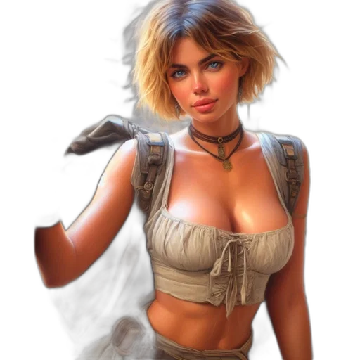 weapon, staff, dress, face, fantasy art, concept art, photorealistic, comic book art transparent PNG cut-out