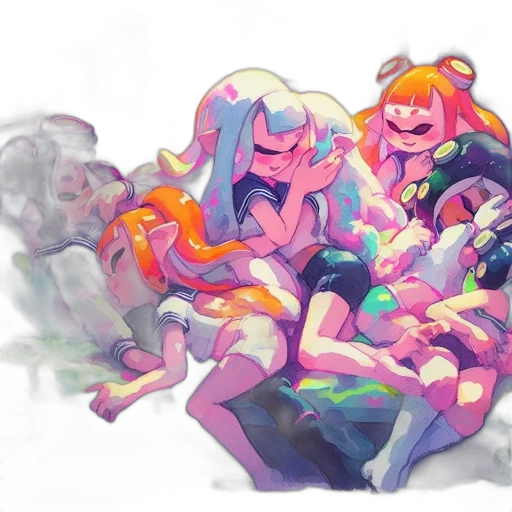 watercolor, concept art, vaporwave, fantasy art, fire, underwater, outer space, neon lights transparent PNG cut-out