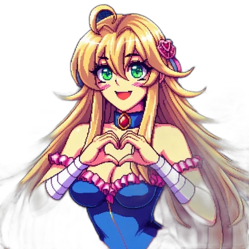 dress, crown, pixel art, anime, cartoon, concept art, colorful, animated transparent PNG cut-out