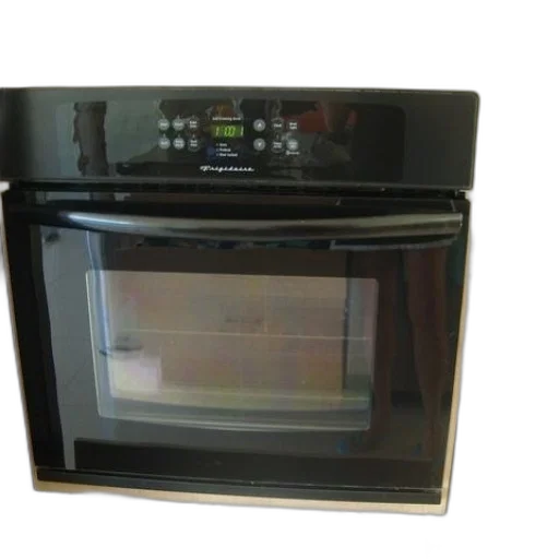 furniture, black, oven, digital, display, sits, wooden, shelf transparent PNG cut-out