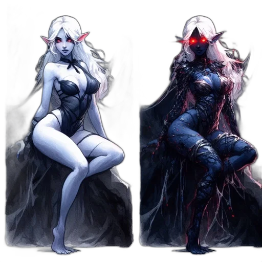concept art, comic book art, fantasy art, pixel art, dark, monochrome, blue, red transparent PNG cut-out
