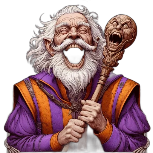 staff, face, creature, mask, fantasy art, concept art, pixel art, elderly transparent PNG cut-out