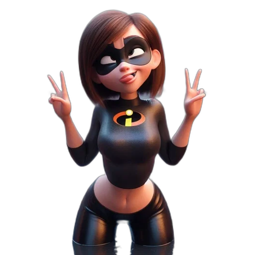 3d render, concept art, comic book art, cartoon, 3d-animated, woman, resembling, incredibles transparent PNG cut-out