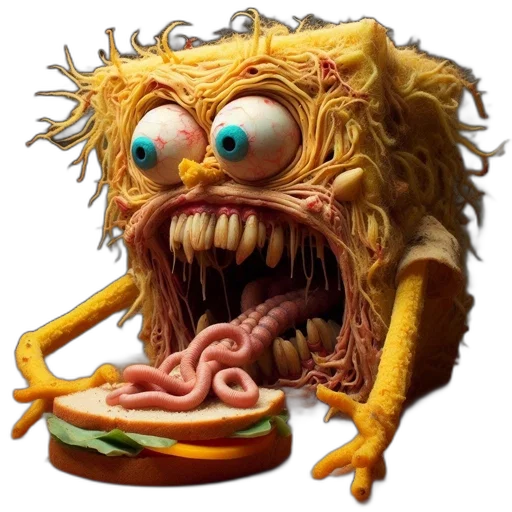 creature, food, face, mask, concept art, 3d render, photorealistic, pixel art transparent PNG cut-out