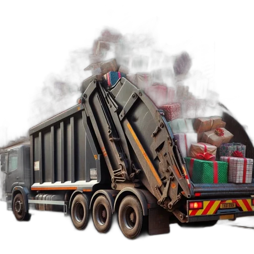 photorealistic, 3d render, concept art, unusual, sight, garbage, truck, hauling transparent PNG cut-out