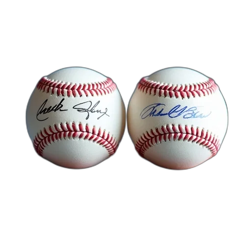 two, baseballs, displayed, glass, case, baseball, left, has transparent PNG cut-out