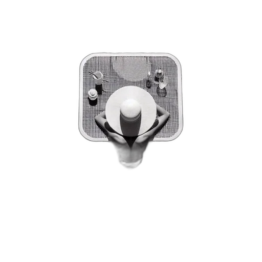 jewelry, robot, mask, furniture, black-and-white, photo, shows, person transparent PNG cut-out