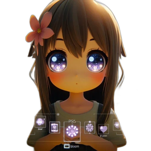 robot, jewelry, face, staff, anime, pixel art, fantasy art, cartoon transparent PNG cut-out