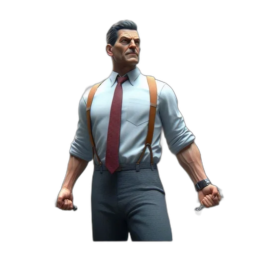 jacket, staff, face, weapon, concept art, 3d render, pixel art, tense transparent PNG cut-out