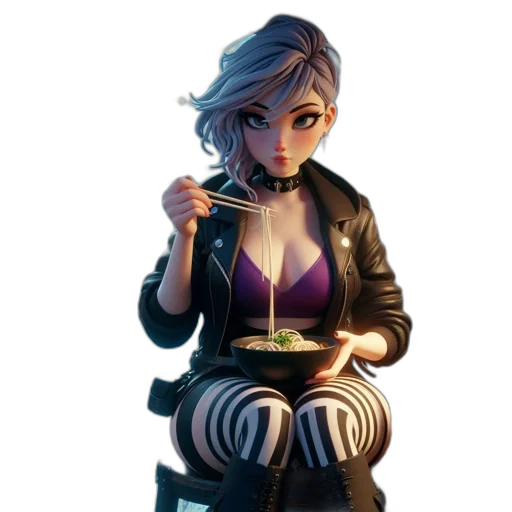 jacket, jewelry, staff, dress, concept art, cyberpunk, 3d render, fantasy art transparent PNG cut-out