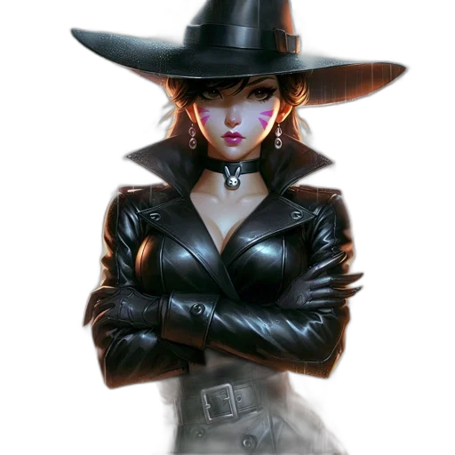 hat, jacket, staff, face, concept art, fantasy art, cyberpunk, photorealistic transparent PNG cut-out