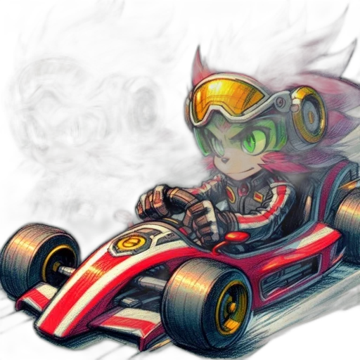 car, concept art, cartoon, fantasy art, pixel art, racer, red, hair transparent PNG cut-out