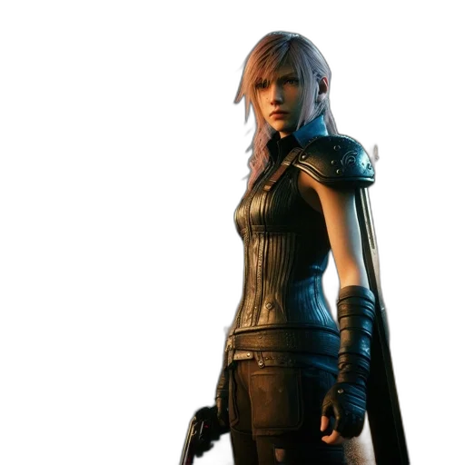 concept art, 3d render, fantasy art, cyberpunk, armored, woman, stands, alone transparent PNG cut-out