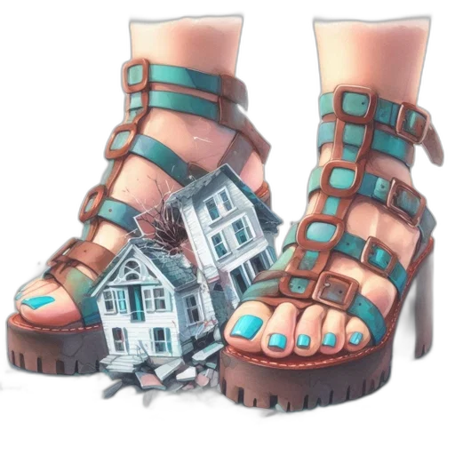 shoes, concept art, 3d render, watercolor, photorealistic, pastel, image, features transparent PNG cut-out
