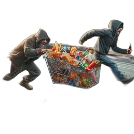 weapon, concept art, 3d render, comic book art, two, pedestrians, rush, through transparent PNG cut-out