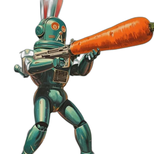 robot, staff, weapon, food, concept art, 3d render, pixel art, cyberpunk transparent PNG cut-out