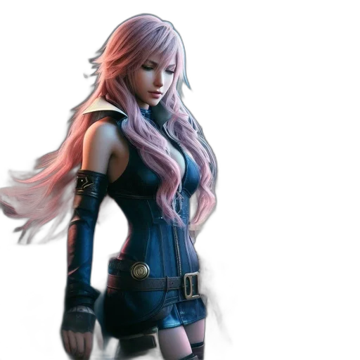 concept art, 3d render, fantasy art, comic book art, woman, long, pink, hair transparent PNG cut-out