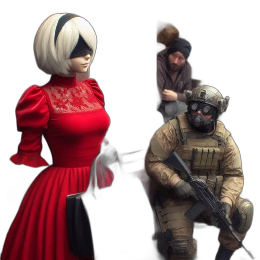 dress, concept art, fantasy art, 3d render, comic book art, red, monochrome, dark transparent PNG cut-out