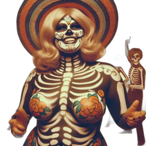 comic book art, concept art, fantasy art, pixel art, person, vibrant, skeleton-themed, body transparent PNG cut-out