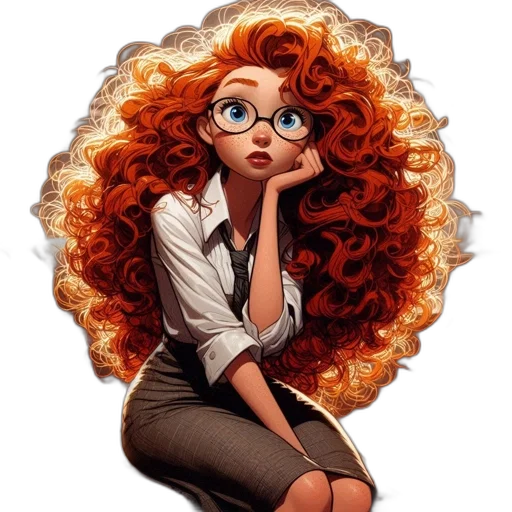 hair, cartoon, comic book art, fantasy art, photorealistic, animated, female, character transparent PNG cut-out