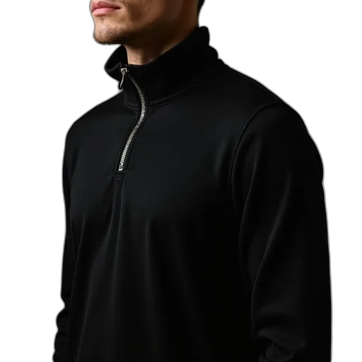 jacket, staff, face, men, black, half, zip, flee transparent PNG cut-out