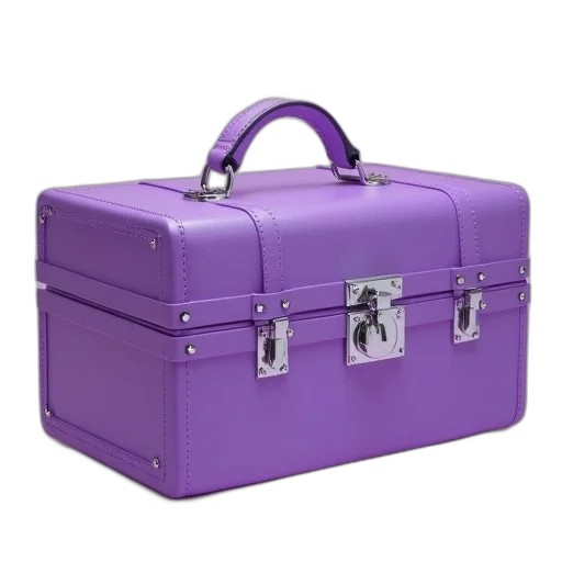 3d render, pastel, purple, box, silver, button, locks, handle transparent PNG cut-out