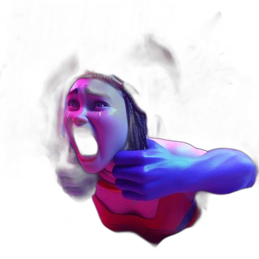 face, mask, creature, weapon, concept art, 3d render, vaporwave, photorealistic transparent PNG cut-out