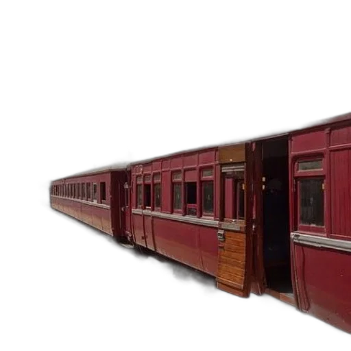 car, 3d render, photorealistic, concept art, vintage, red, train, sits transparent PNG cut-out