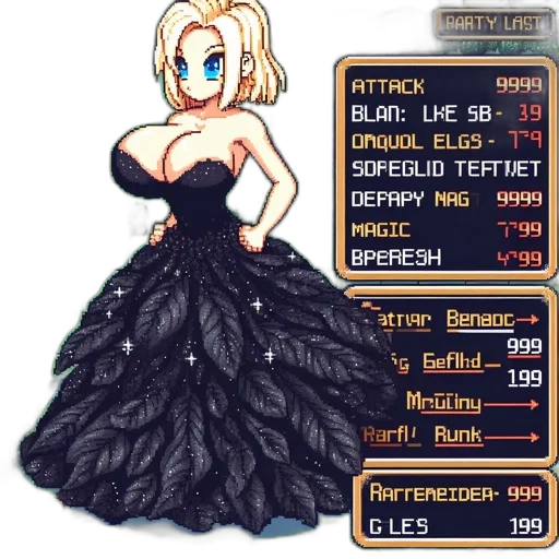 dress, staff, weapon, pixel art, anime, cartoon, fantasy art, monochrome transparent PNG cut-out