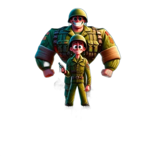 jacket, robot, weapon, creature, concept art, 3d render, pixel art, cartoon transparent PNG cut-out