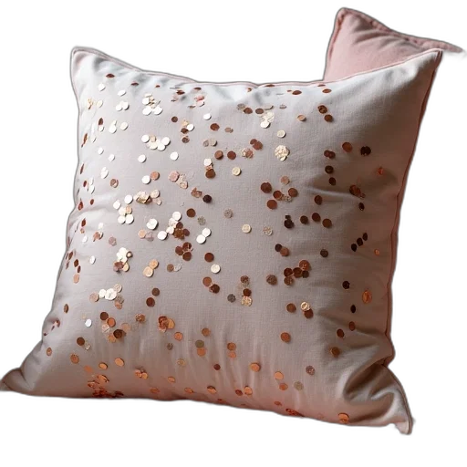 furniture, 3d render, golden, denyium, confetti, throw, pillow transparent PNG cut-out