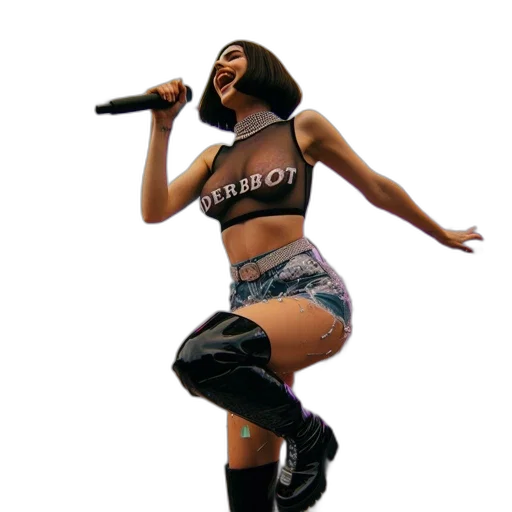 jacket, concept art, pixel art, 3d render, during, lively, performance, female transparent PNG cut-out