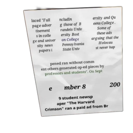 advertisement, full-page, college, newspaper, featuring, various, universities, colleges transparent PNG cut-out