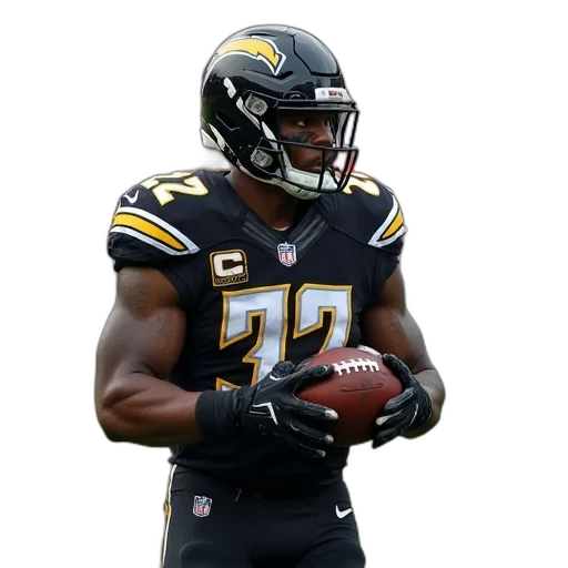 football, player, black, uniform, number, standing, grass, field transparent PNG cut-out