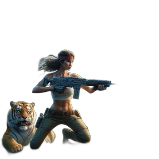 weapon, animal, concept art, 3d render, pixel art, fantasy art, woman, forest transparent PNG cut-out