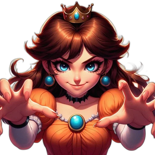 crown, staff, face, dress, pixel art, concept art, fantasy art, anime transparent PNG cut-out