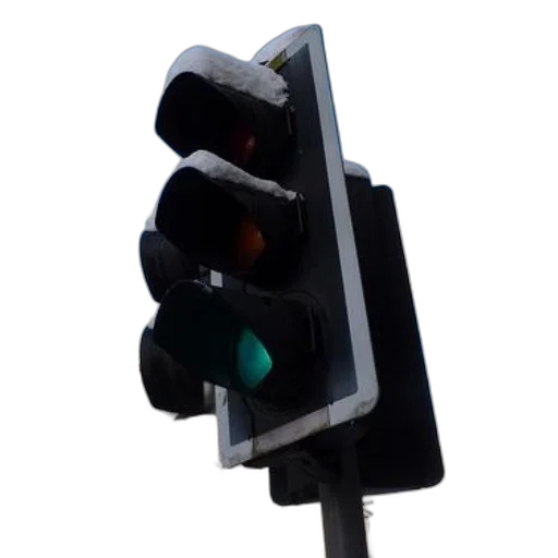 traffic, light, snow, top, displaying, green transparent PNG cut-out