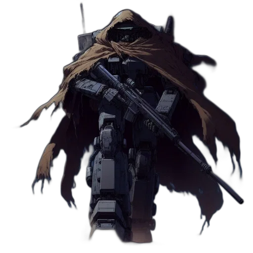 weapon, jacket, mask, staff, concept art, cyberpunk, pixel art, fantasy art transparent PNG cut-out