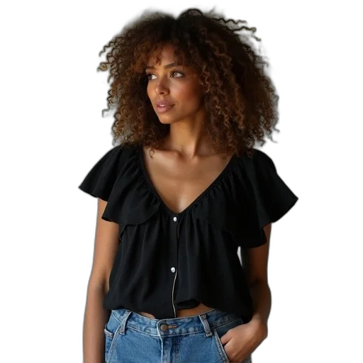 jacket, dress, hair, jewelry, dark, monochrome, woman, curly transparent PNG cut-out