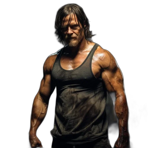concept art, photorealistic, comic book art, pixel art, muscular, man, long-haired, bearded transparent PNG cut-out