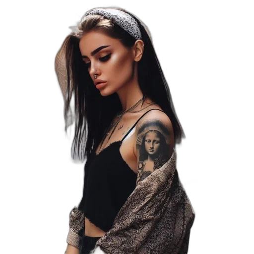 jacket, jewelry, dress, face, photorealistic, fantasy art, cyberpunk, cartoon transparent PNG cut-out