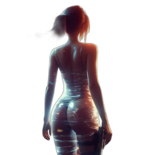dress, robot, jacket, staff, concept art, 3d render, cyberpunk, photorealistic transparent PNG cut-out