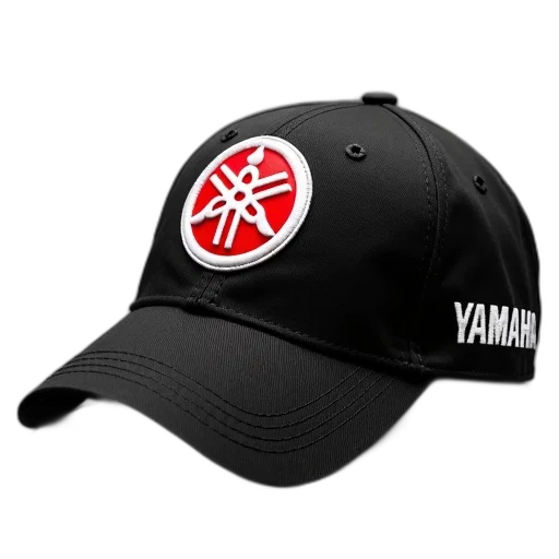 hat, 3d render, black, baseball, cap, white, yamaha, logo transparent PNG cut-out