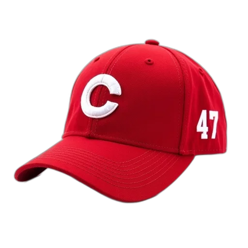 hat, crown, red, baseball, cap, white, logo, center transparent PNG cut-out