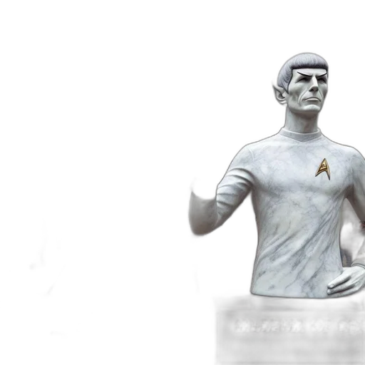 3d render, concept art, outer space, spock, statue, stands, before, futuristic transparent PNG cut-out